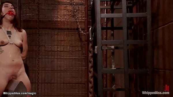 Slut in back arch bondage face rode