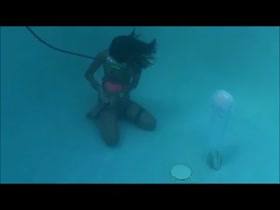 Underwater Self Bondage in the pool