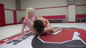 Hot Blond and Asian grudge fuck each other in a sex fight