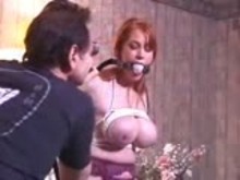 Busty amateur slave gets tits slapped, tortured and waxed